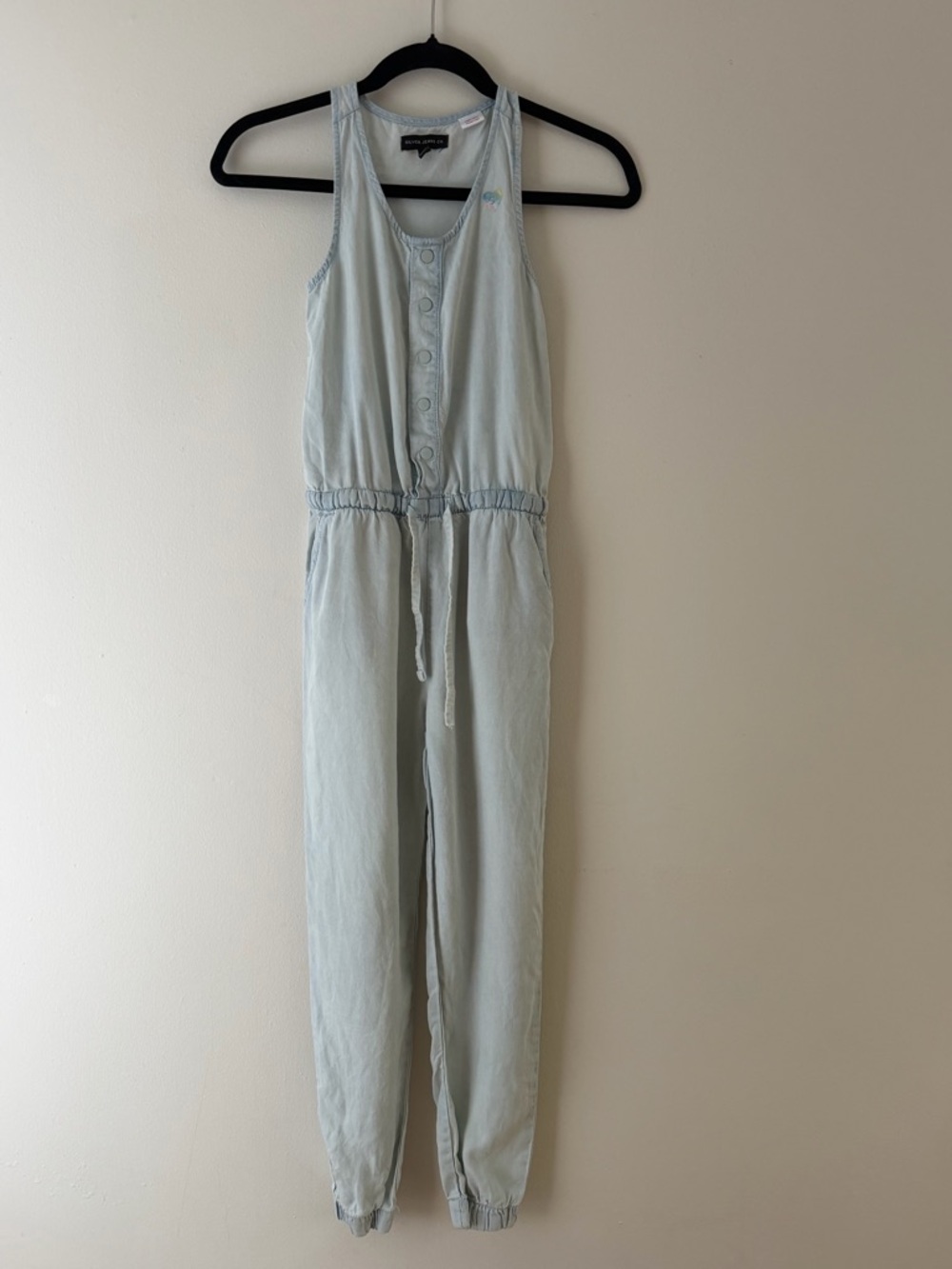 Silver Jeans Pale Blue Sleeveless Drawstring Jumpsuit